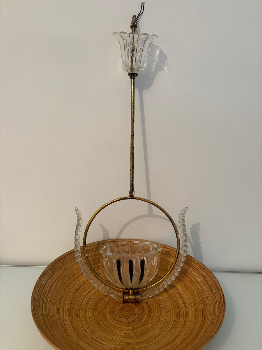 Lampada a sospensione in vetro di Murano attri. a Barovier, anni ‘30/‘40-photo-1