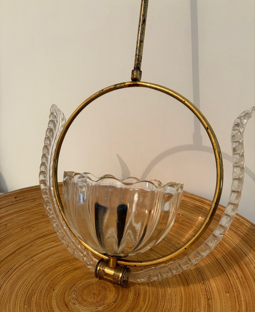Lampada a sospensione in vetro di Murano attri. a Barovier, anni ‘30/‘40-photo-2