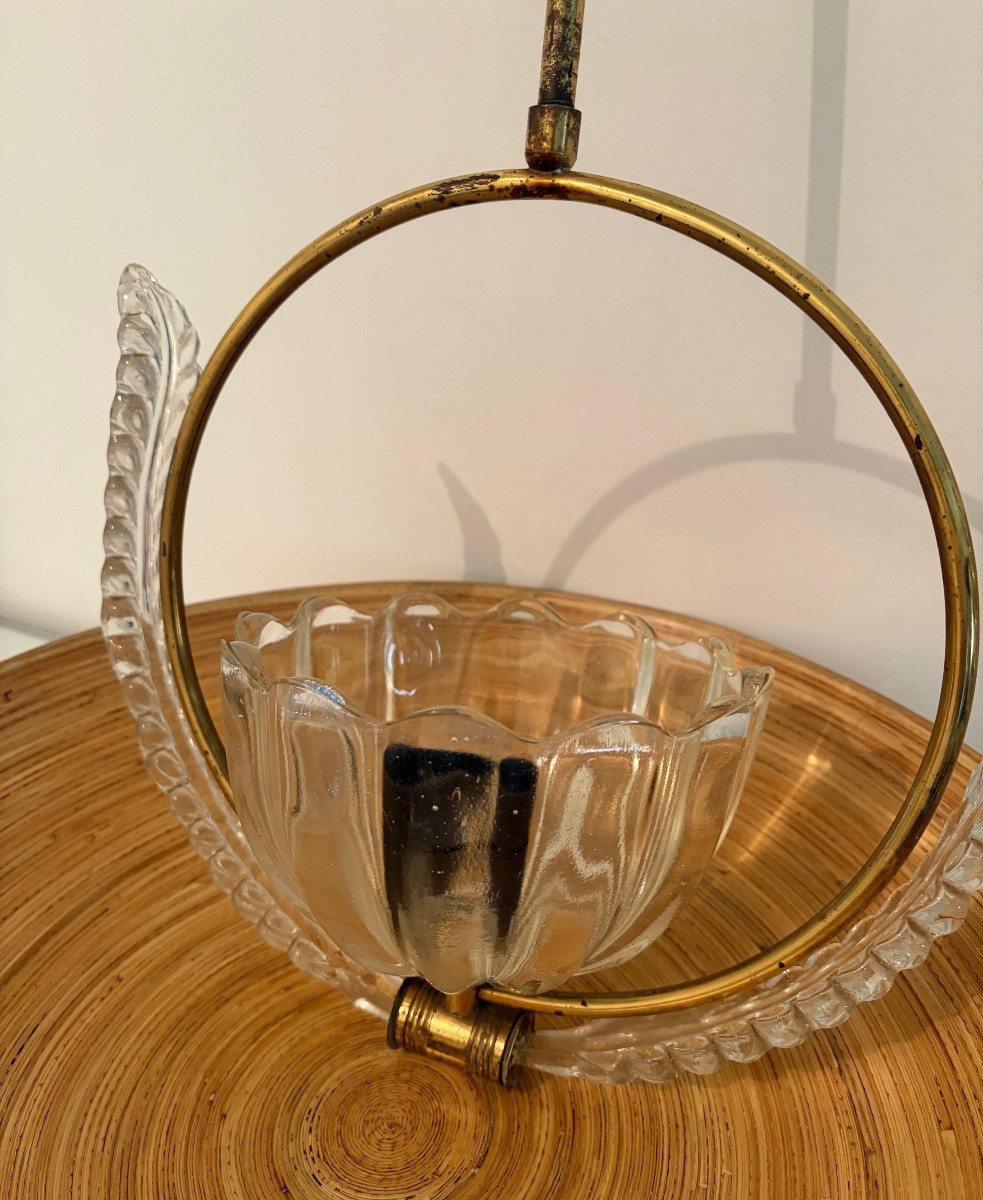 Lampada a sospensione in vetro di Murano attri. a Barovier, anni ‘30/‘40-photo-3