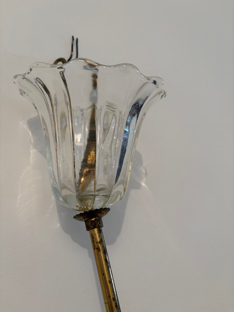 Lampada a sospensione in vetro di Murano attri. a Barovier, anni ‘30/‘40-photo-7