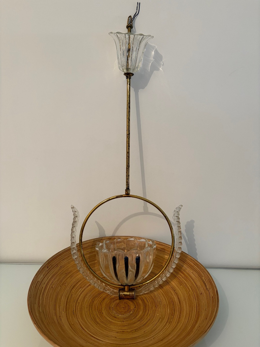 Lampada a sospensione in vetro di Murano attri. a Barovier, anni ‘30/‘40-photo-8
