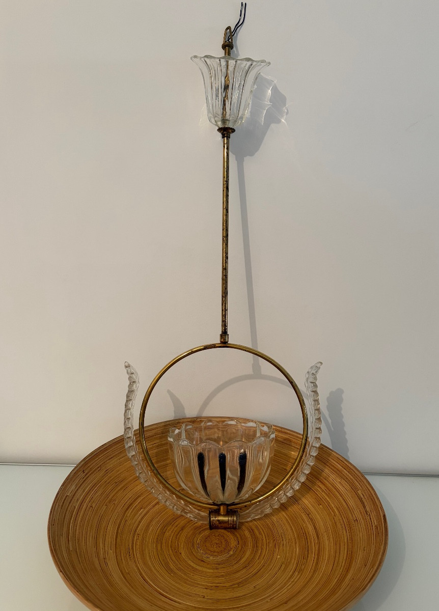 Lampada a sospensione in vetro di Murano attri. a Barovier, anni ‘30/‘40