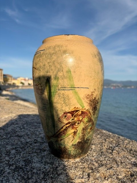 Vaso in ceramica policroma con pesci,  Vallauris –, Anni '50-photo-4
