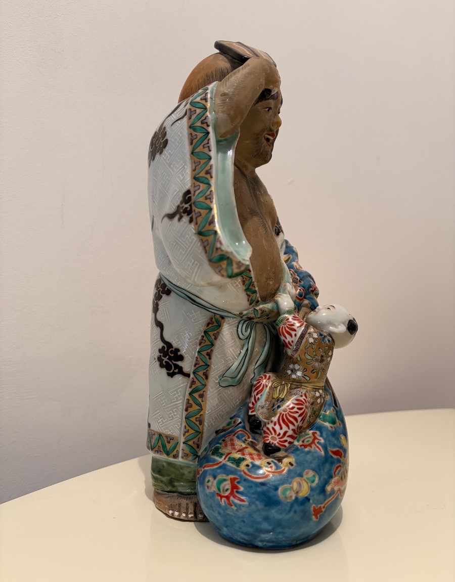 Buddha, scultura in ceramica policroma, Giappone fine XIX sec.-photo-2