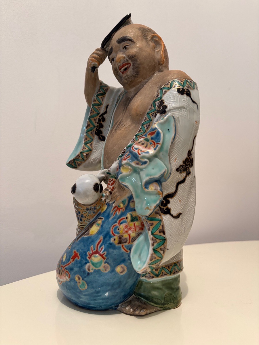 Buddha, scultura in ceramica policroma, Giappone fine XIX sec.-photo-3