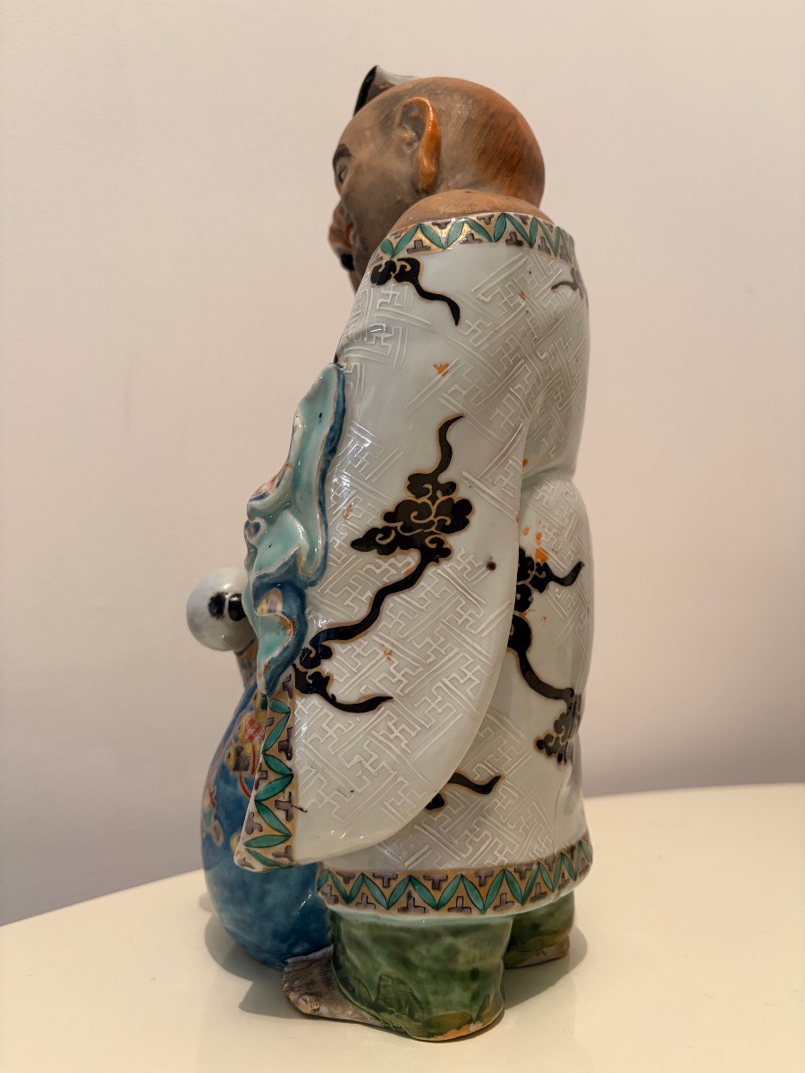 Buddha, scultura in ceramica policroma, Giappone fine XIX sec.-photo-4