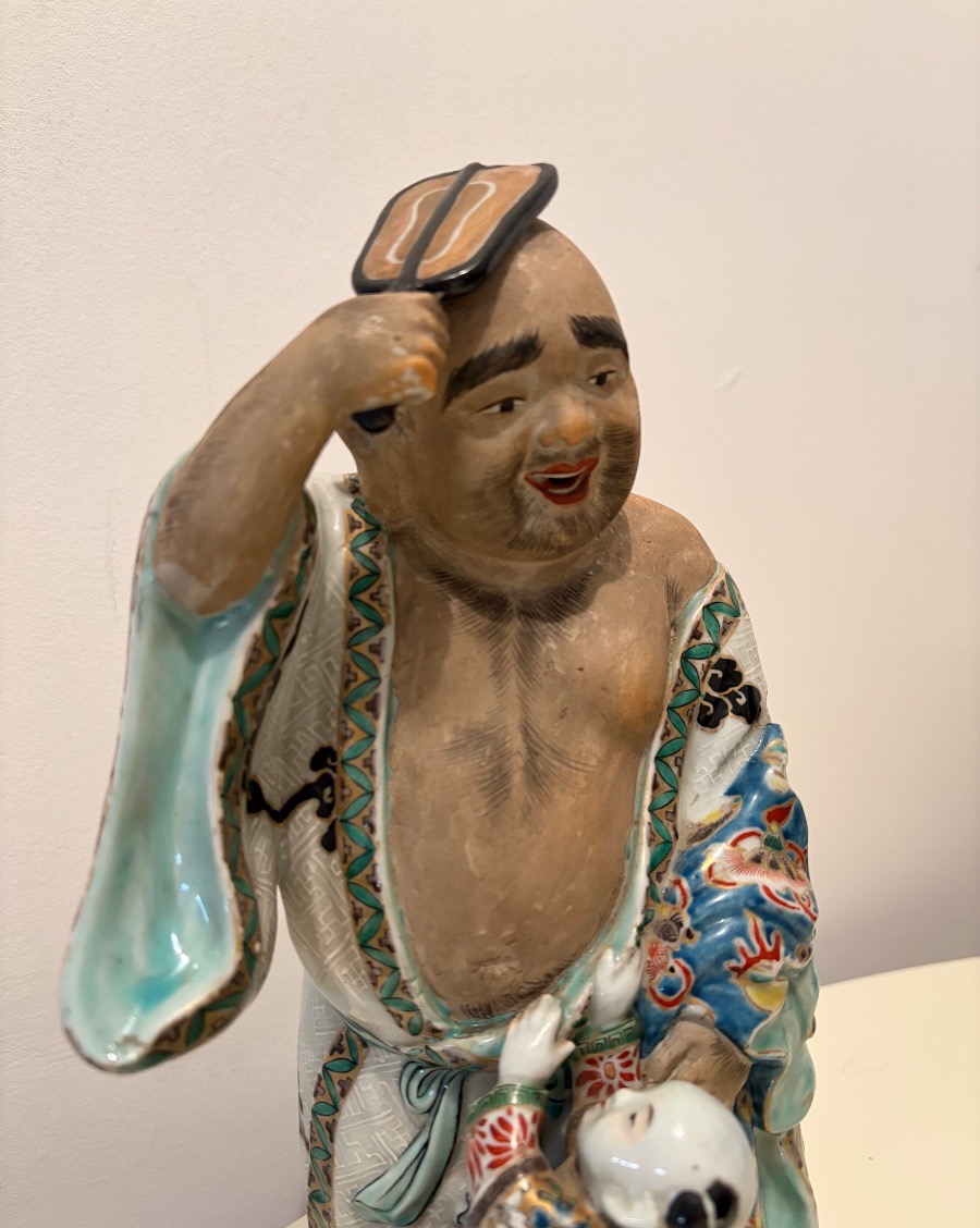 Buddha, scultura in ceramica policroma, Giappone fine XIX sec.-photo-2
