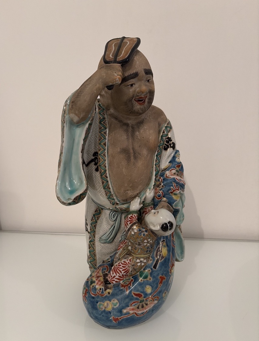 Buddha, scultura in ceramica policroma, Giappone fine XIX sec.-photo-5