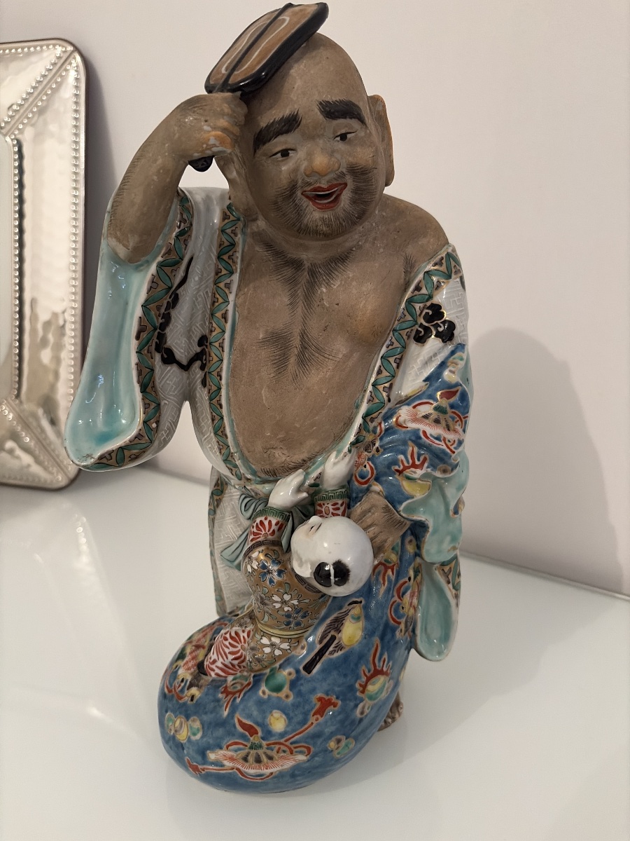 Buddha, scultura in ceramica policroma, Giappone fine XIX sec.-photo-6