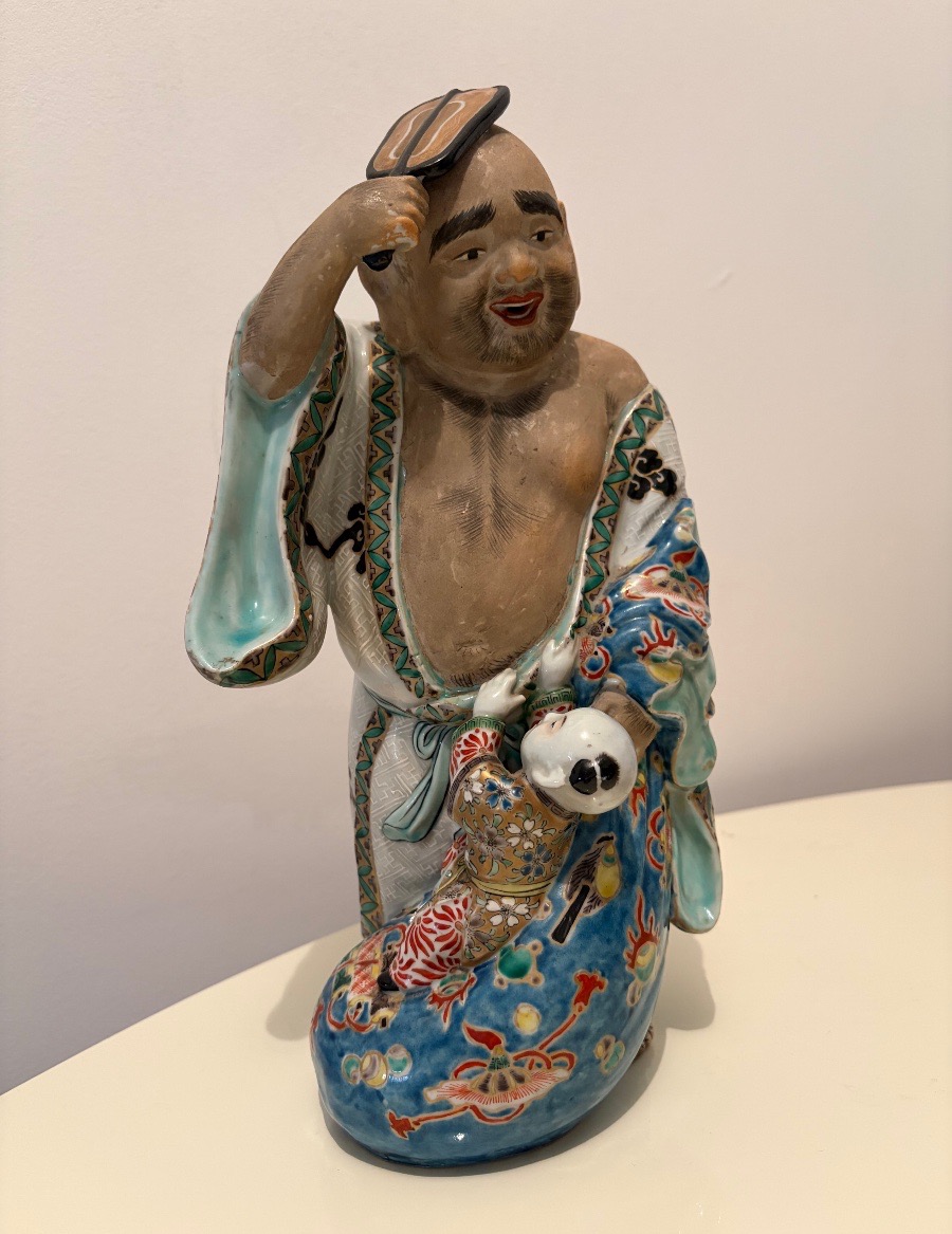 Buddha, scultura in ceramica policroma, Giappone fine XIX sec.