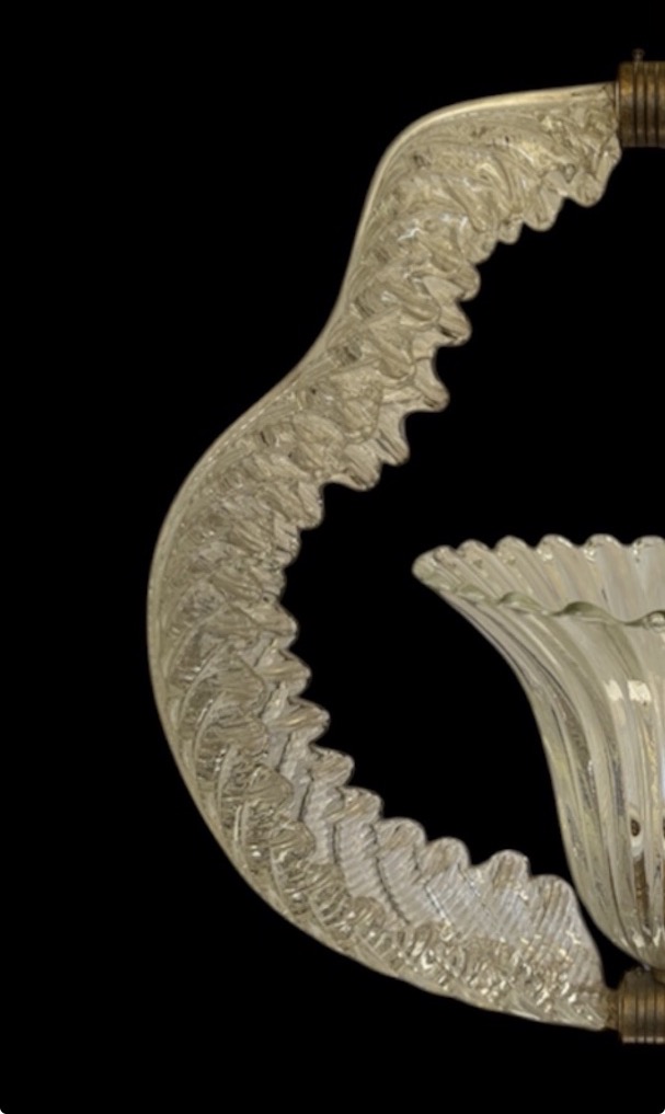 Lampada a sospensione  in vetro di Murano, attr.. È. Barovier.-photo-2