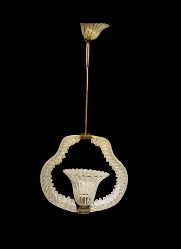 Lampada a sospensione  in vetro di Murano, attr.. È. Barovier.-photo-3