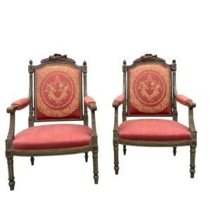 Coppia di poltrone in stile Luigi XVI