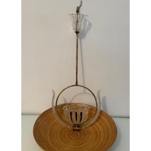 Lampada a sospensione in vetro di Murano attri. a Barovier, anni ‘30/‘40
