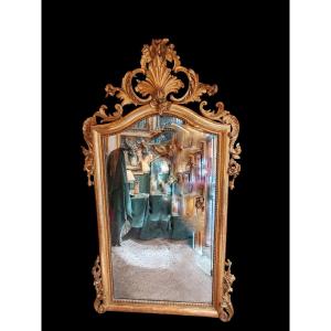 19th Century Mirror "over The Fireplace" Gilded Wood 