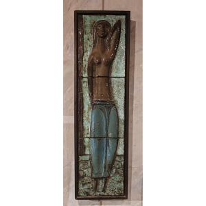 Glazed Ceramic Plate, Female Representation, 50s-60s-70s