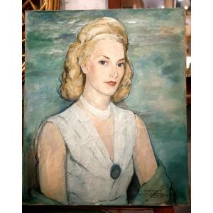 Portrait De Femme 1948, Gaston Ventrillon Le jeune(1897-1982) 