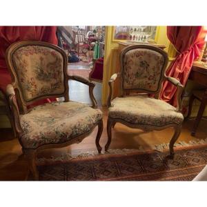 Pair Of Armchairs Said In Louis XV Cabriolet