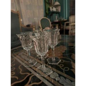 Series Of 4 Baccarat Crystal Wine Glasses, Malmaison Model