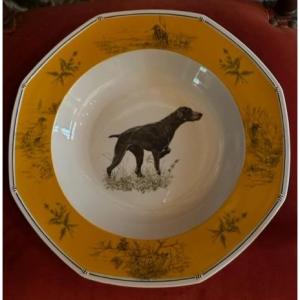 Large Hermes Hollow Dish Model "current Dogs And Arresting Dogs"
