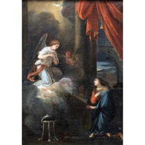 French School – Annunciation – Oil On Canvas – 18th Century