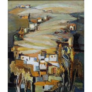 Spanish Village - Oil On Double Sided Panel - Circa 1960 - Signed