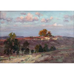 Felix Eisengraber - Evening On The Heatherland Near Munich - Signed And Dated 1909