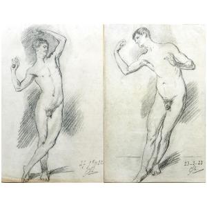 Charles Jean Agard – Two Academies Of Dancing Men – Signed And Dated