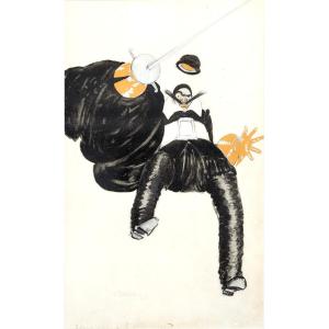 Lepape Georges – Crispin, Study For Theater Costume - Stencil Gouache – Signed And Dated