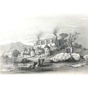 Noel Jules – Animated Scene: Washerwomen In Front Of A Manor – Graphite Drawing – Circa 1847