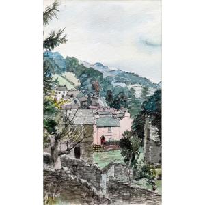 Pluim Mentz Jos (1906 – 1985) – Breton Village – Watercolor – Authenticated