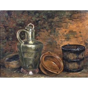 Henriette Ronner-knip – Still Life With Brass Instruments – Oil On Canvas 