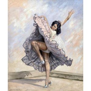 Pierre Roig - Flamenco Dancer - Oil On Panel - Signed