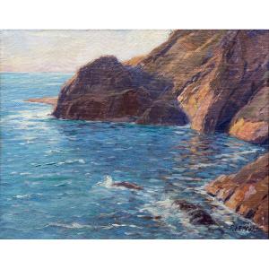 F. Lemaire - Rocky Seascape - Oil On Canvas - Signed