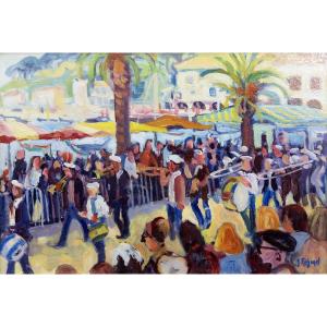 Gérard Fagard – Festival Day In Sanary - Oil On Canvas – Signed 