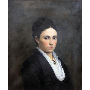 José Frappa – Portrait Of A Woman – Oil On Canvas – Signed And Dated 1879