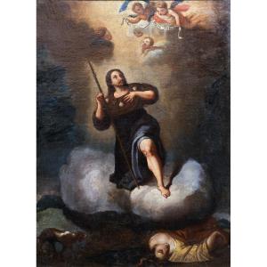 Cercle De Murillo - Saint Roch Interceding For The Plague Victims - Oil On Canvas - Late 17th Century