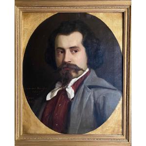 Portrait Of The Sculptor Maniglier By The Painter Felix-august Clément (1826-1888)