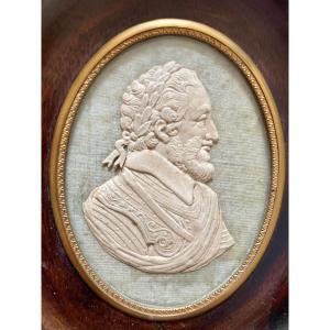 Bas-relief Of Henry IV In Embossed Paper From The Restoration Period 