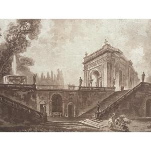 Engraving In The Style Of A Wash Drawing Beginning Of The 19. Century