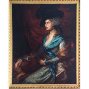Large Portrait Of An English Actress After Thomas Gainsborough