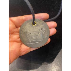 After Picasso Gold Carnation Ceramic Pendant