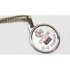 Rare White Gold Chain And Medal Of Love More Than Yesterday Less Than Tomorrow  