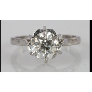 Gold And Platinum Solitaire Diamond Ring, 1.80 Carats