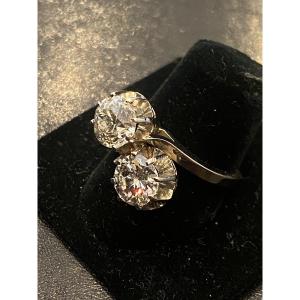 Important Antique Toi Et Moi Ring In 18-carat Gold And Platinum, Diamonds 2.90 Cts