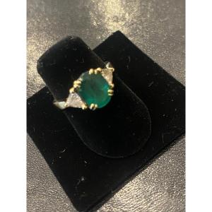 Emerald And Diamond Gold Ring