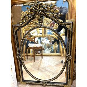 Faceted Mirror, Black And Gold Ice Ref5156/ 121x80 Cm
