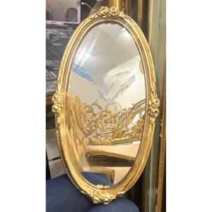 Oval Art Nouveau Mirror, 29x54 Cm