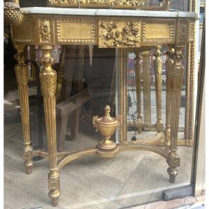 Louis XVI Gilt Console Table With 4 Feet 