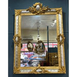 Louis XV Style Mirror With Enclosed Glass Panes, Venetian Glass 